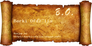 Berki Ofélia névjegykártya